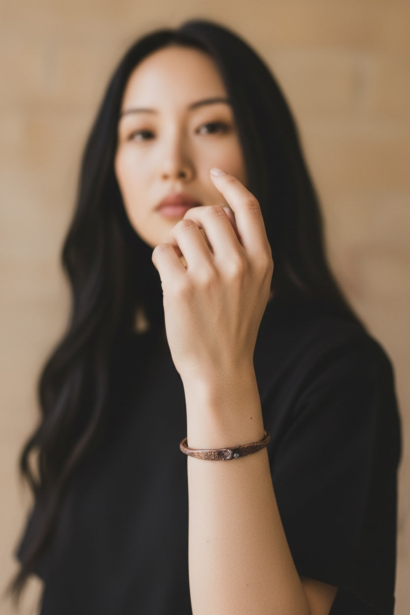 Forged Ember II- Copper Cuff w/ Silver Detail