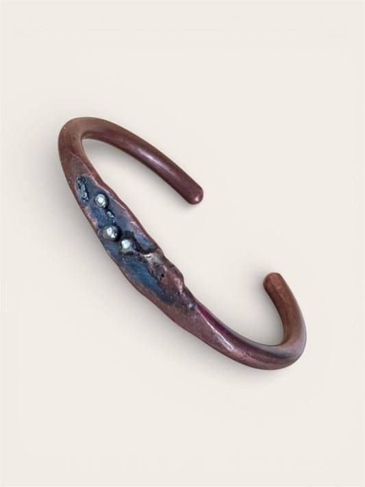 Forged Ember I- Copper Cuff w/ Silver Detail